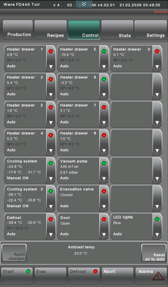 FD440 menu - control
