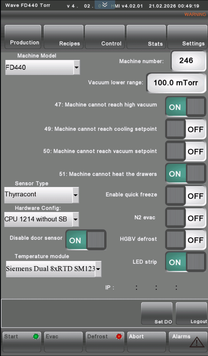 FD440 menu - events