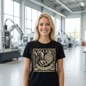 Black Tee – Vintage Scientist “Vacuum Heaven on Earth”