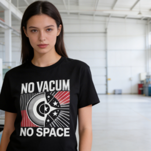 Black Tee – Bold “No Vacuum No Space”