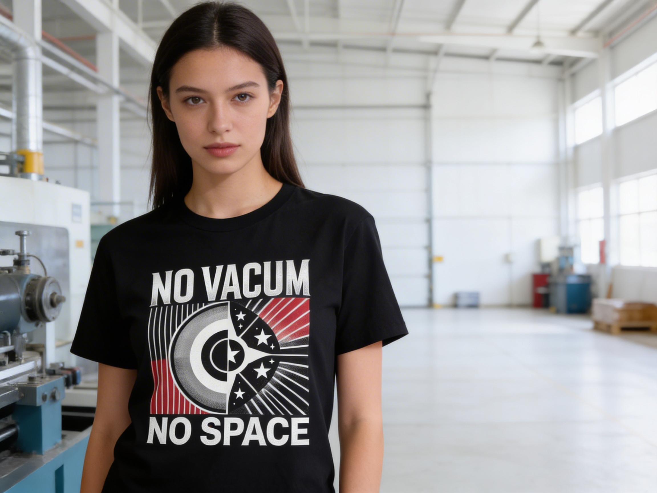 Black Tee – Bold “No Vacuum No Space”